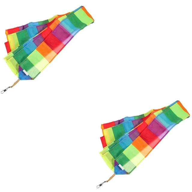 2 Count Kite Tail Chemical Fiber Cloth Flat Ribbon Eye Catching Rainbow