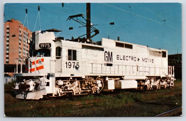 Electro Motive Div Of General Motors Corp Number 1975 Locomotive Train Postcard