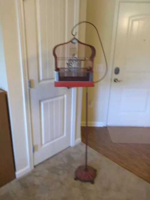 Antique Crown Bird Cage With Stand 