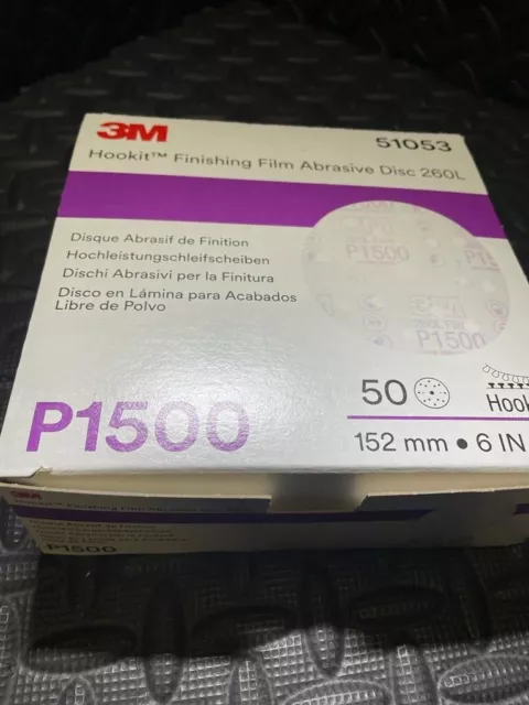 3M Haken Veredelungsfolie Schleifschleifscheibe 260L 152 mm P1500 (50er-Pack) NEU