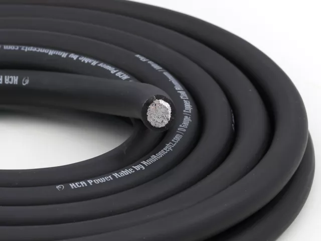KnuKonceptz BLACK Ultra Flex KCA True AWG 1/0 Gauge Power Wire Cable per Meter