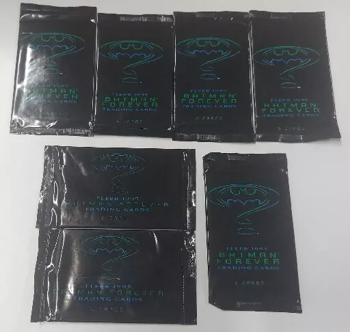 1995 Fleer Batman Forever Trading Card Packs  "7 PACKS" 6 Cards Per Pack New