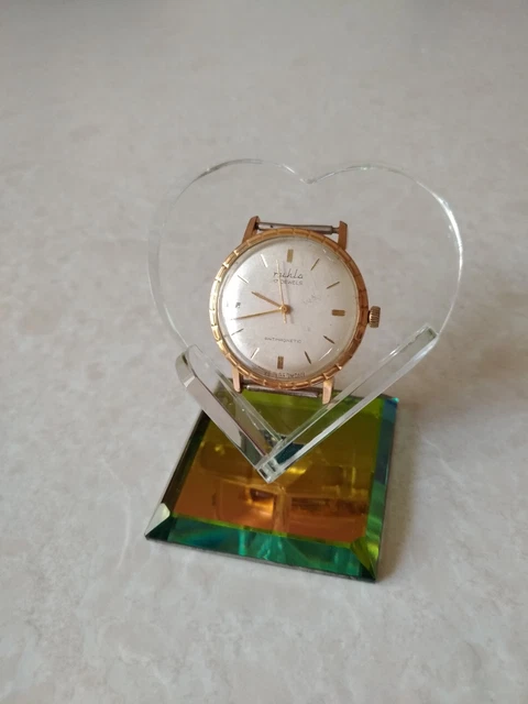 DDR GDR 60er Ruhla mechanische Armbanduhr Antimagnetic Gold 20 Microns 17 Steine