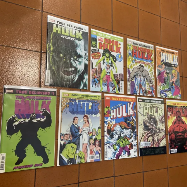Lot Of 9 Hulk True Believers #1 Marvel Comics Issues