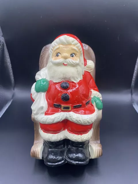 Vintage 1972 Berman & Anderson Ceramic Rocking Santa Claus Music Box WORKS