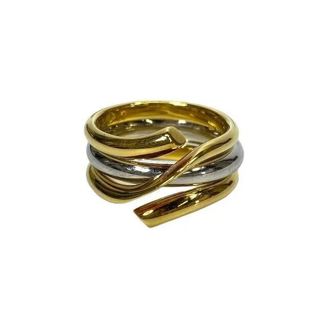 Georg Jensen 18k Yellow and White Gold Rubber Magic Ring US7.5-8 With Box