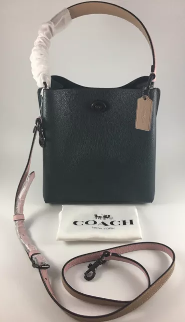 COACH NEW YORK Pine Green Pink Leather Lightweight Charlie 21 Bucket Bag Bnwt 249.95 PicClick UK