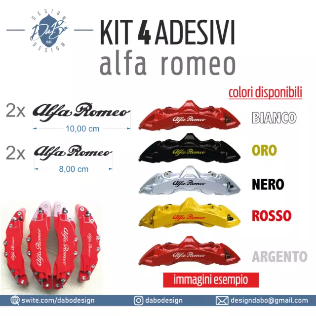 KIT 4 ADESIVI ALFA ROMEO BREMBO pinze freno ant e post Giulietta Mito Brera 159