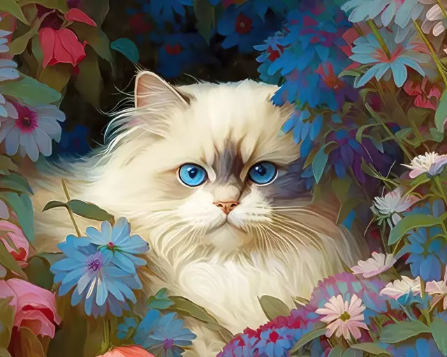 Louis Wain Psychedelic Cat Painting Albert Hoffman 8x10 Real Canvas Art  Print