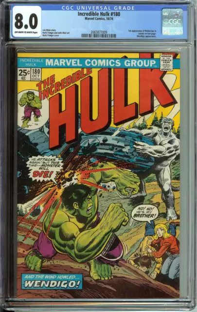 Incredible Hulk #180 Cgc 8.0 Ow/Wh Pages // 1St Appearance Of Wolverine In Cameo