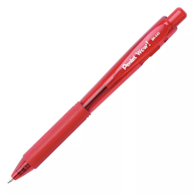 BK440B Pentel WOW! RT Ballpoint Pen, Red, Medium 1.0mm Tip, Pack of 12