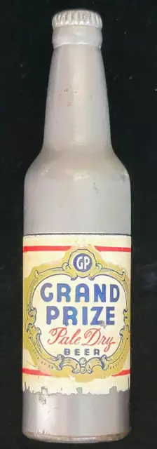 1950s GRAND PRIZE Texas ONLY Pale Dry BEER Figural Bottle Lighter KEM CO Detroit