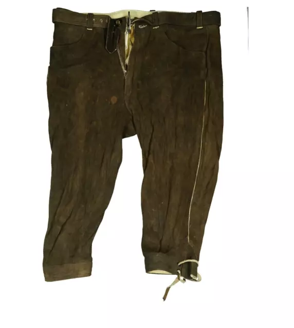 KETTNER Uomo Pantaloni Corti Baviera di Pelle Oktoberfest 50 W34 Braun Cintura
