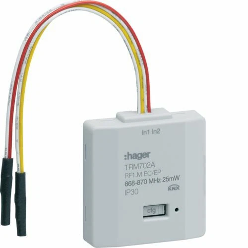 HAGER TRM702A - Micro module 2 entrées à Pile TEBIS KNX RADIO