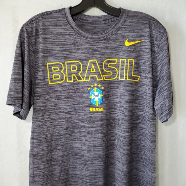 Nike Dri-Fit Brazil Cbf Soccer Men's Sz Medium T-Shirt Dynamic Grey