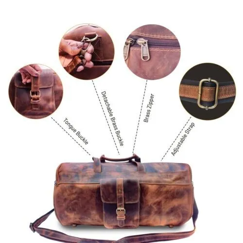 Handmade Leather Travel Duffel Bag - Airplane Underseat Carry On Bags By Rustic