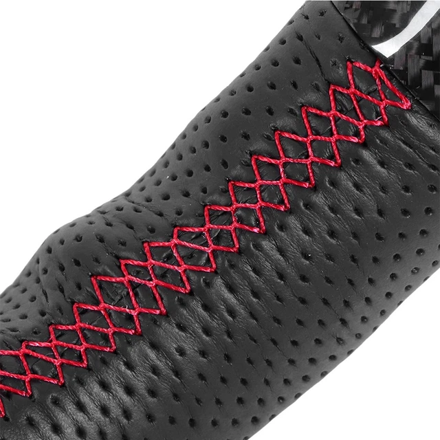 Steering Wheel Carbon Fiber Steering Wheel Nappa Preferred Leather Red Stitch
