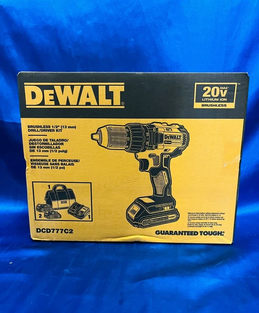 DEWALT DCD777C2 BRUSHLESS 1/2" Drill/Driver Kit BRAND NEW 129.99