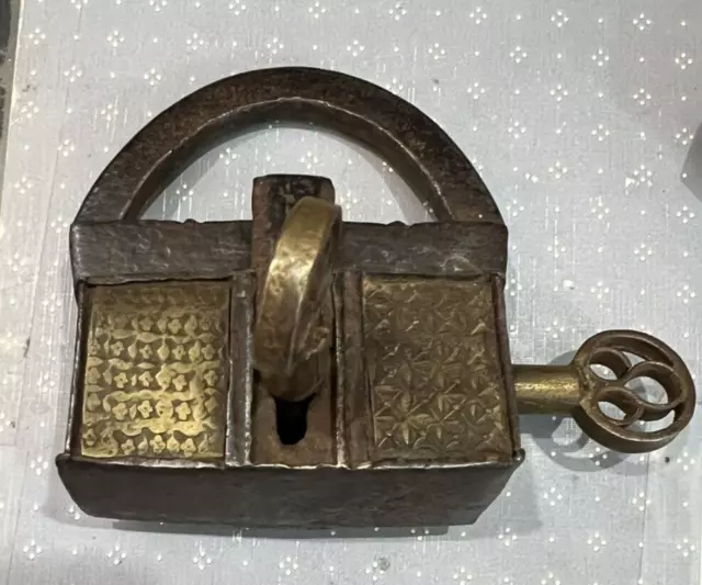 18th Century Iron  Padlock lock with Original Keys