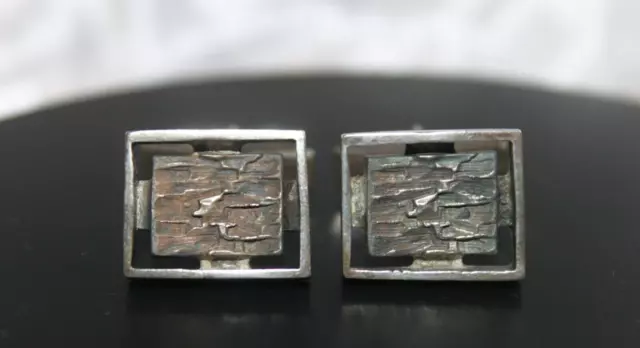 Symbol Stamp Vintage Abstract Brutalist  Sterling Silver cufflinks