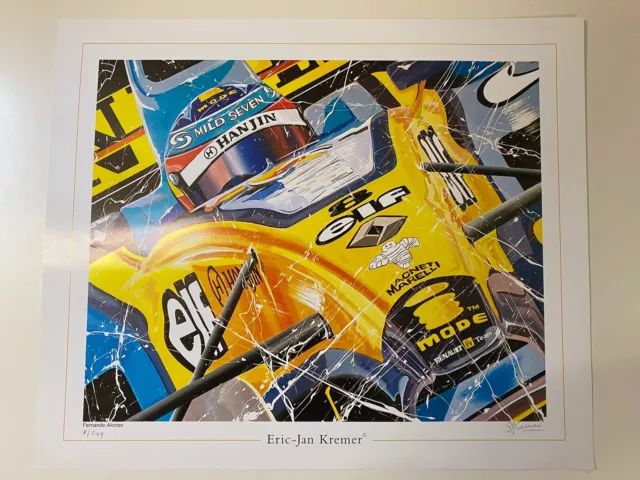 Fernando Alonso Renault Lithographie Kunstdruck 60x50 cm F1 Formel 1