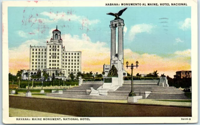 Postcard - Maine Monument, National Hotel - Havana, Cuba