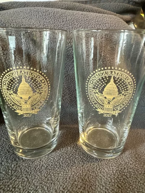 2017 Inauguration President Donald Trump Pence Commemorative Pint Glass Set of 2