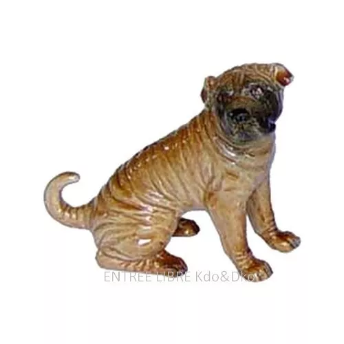 2 Miniatures en porcelaine _ CHIENS SHAR-PEI 6,5cm _ Objet de vitrine Collection 3