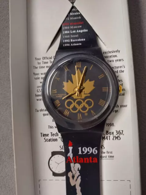 New in box official Olympics watch Atlanta 1996 Centennial Team Canada black NIB