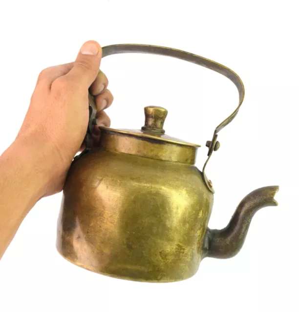 Vintage Indiano da Cucina Tè / Caffè Pot Vecchio Stile Ottone Tè Kettle G66-955 2