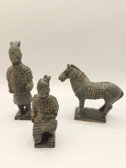 Vtg Terracotta Warriors 3 Piece Set Vintage Tomb of Emperor Shi Qin Dynasty