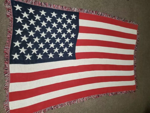 WRANGLER United States Flag Tapestry Woven Blanket Throw