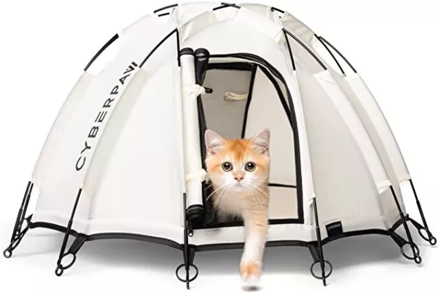 Cyberpaw Premium Cat & Dog Bed, Portable Pet Tent, Outdoor Indoor, White