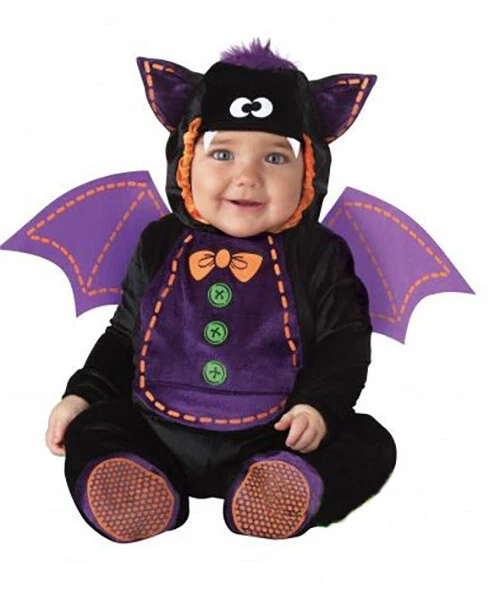 Costume Halloween Bébé Chauve-souris - Taille 0-18 Mois - Combinaison Avec Capuche, Ailes Et Pantalon - Coton Doux