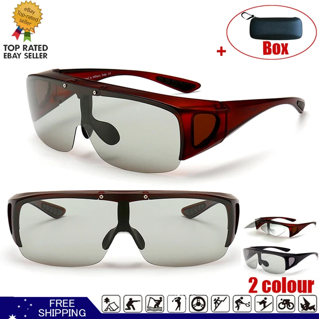 Flip Up Fit Over photochromic Sunglasses Polarized Lens Over GLASSES Side Shield