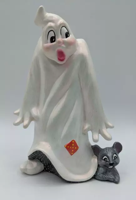 VTG Atlantic Mold Ceramic Spooky Sheet Ghost & Mouse Halloween Ceramic Figure