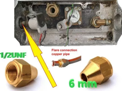 6 MM Écrou Évasé Pour Cuivre Tuyau 4 Trou LPG Gpl Gas Réservoir