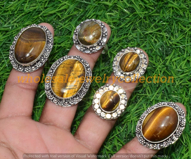Tiger Eye Gemstone Ring Wholesale 1pcs Lots Handmade Ethnic Jewelry