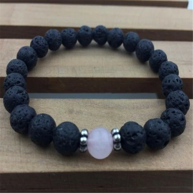 8mm Lava Stone Gemstone Mala Bracelet 7.5 inches Healing Stretchy Gemstone Reiki