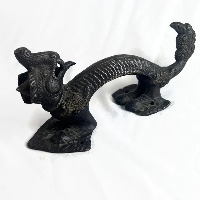 Antique Cast Iron Dragon Door Handle Pull