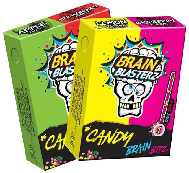 Brain Blasterz Sour Candy 45 g 2x mela e fragola 2x sapore di limone e lampone