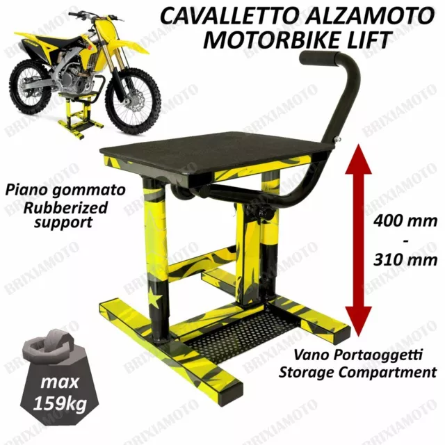 Cavalletto Moto Alzamoto Centrale Cross Enduro Motard Universale Offroad Giallo