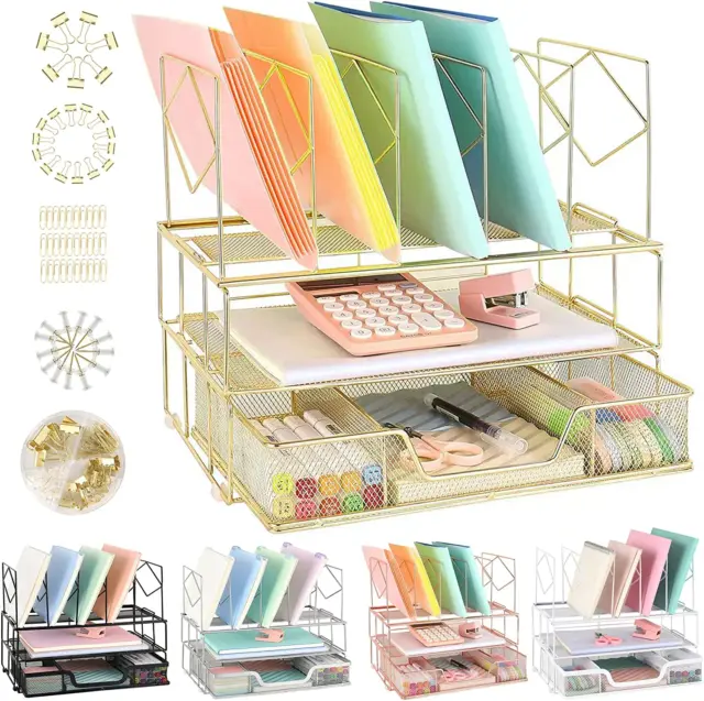 Desk Organizers and Accessories - Double Tray and 5 Upright Sections, Office Fil