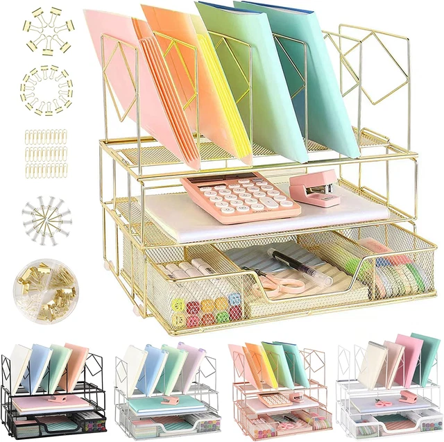 Desk Organizers and Accessories - Double Tray and 5 Upright Sections, Office Fil