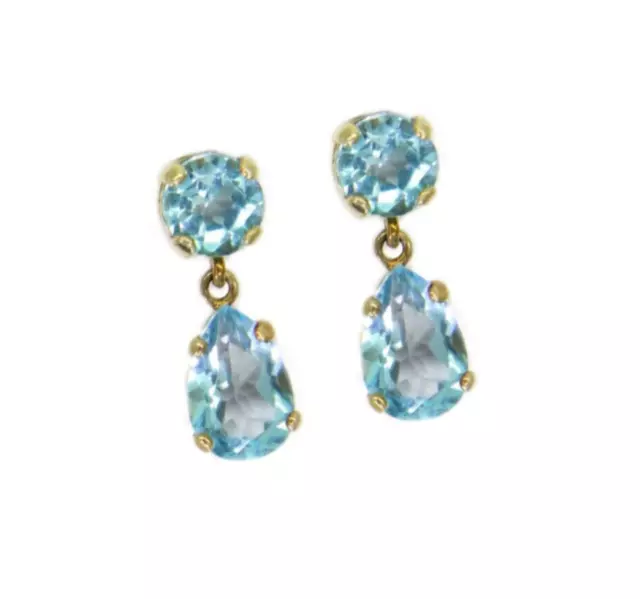 9CT GOLD BLUE Topaz Drop Earrings $188.93 - PicClick
