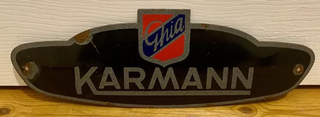 Rare VW Karmann Ghia Enamel Metal Advertising Sign Volkswagen