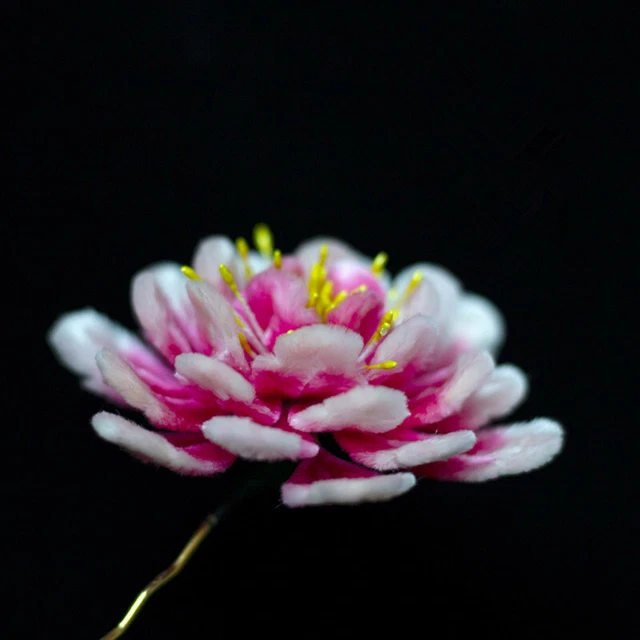 Chinese Ancient Style Jewelry Silk Velvet Flower Gradient Peony Hairpin Hair Cli