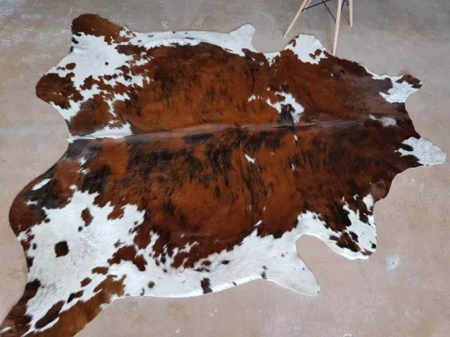 Cowhide Rug Tricolor Cow Hide Brazilian Area Rugs Hair on Hide Size XXL 3