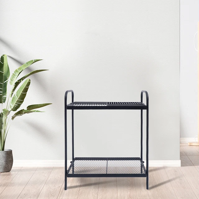 2 Tier Metal Storage Side Table Serving Tray Table Bedroom Nightstand End Table