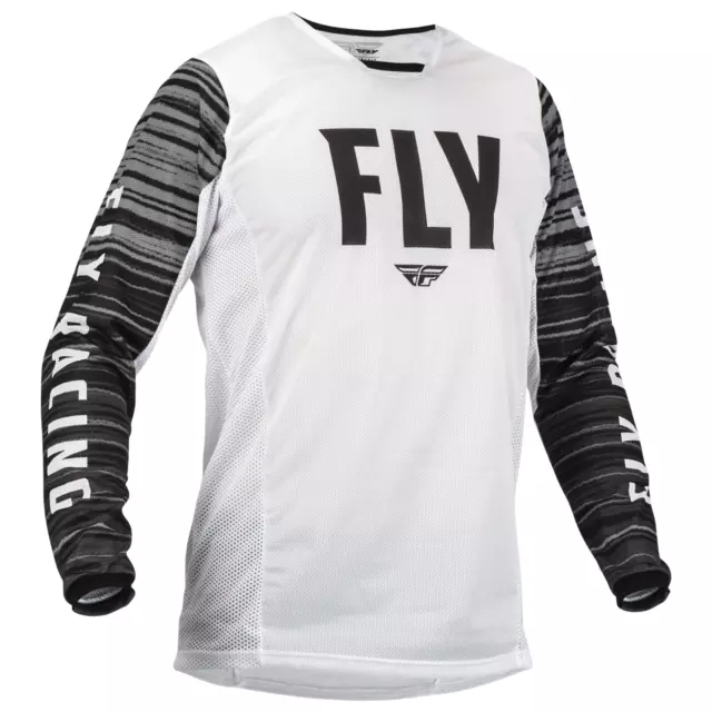 FLY Racing Kinetic Mesh Adult Jersey (White/Black/Grey) - MX/MTB/BMX/Off-Road